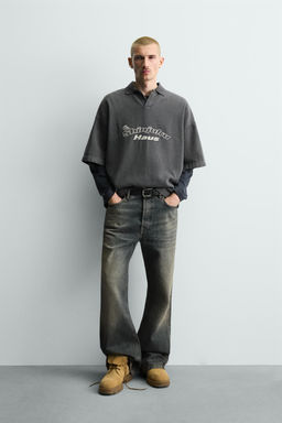 EMBROIDERED SLOGAN POLO SHIRT