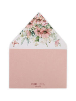 Цена за 5 шт. Конверт для денег с открыткой и наклейкой Нежные цветы, тиснение, акварельный картон, 16 х 11 см