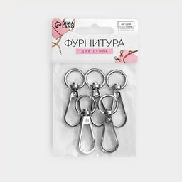 Цена за 2 шт. Карабин металлический, 48 18 мм / 13 2,2 мм, 5 шт, цвет серебряный - Арт узор фото 4