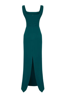 Trendyolmilla Bordo Cicek Aplike Detayl? Dokuma Maxi Abiye & Mezuniyet Elbise TPRSS25AE00177 фото 6