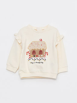 Bisiklet Yaka Uzun Kollu K?z Bebek Sweatshirt ve Tayt 2li Tak?m - Waikiki фото 2