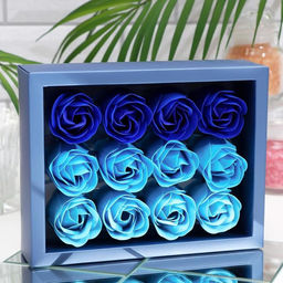 Мыльные розы, синие оттенки, набор 12 шт. - SB BEAUTY фото 2