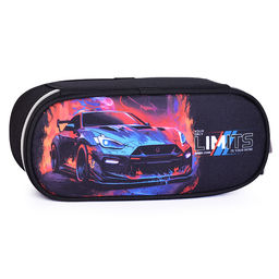 Пенал "Speed Zone" 21x8x5 см, овальный для 50 предметов, с внутренним органайзером-створкой, плотный износостойкий полиэстер с водоотталкивающей пропиткой, на молнии