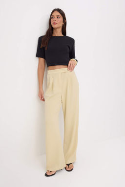 TRENDYOLMILLA Siyah C?rt C?rt Kapamal? Yuksek Bel Pileli Wide Leg/Genis Kesim Orme Pantolon TWOAW24PL00177  фото 68