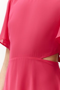Siyah Etegi Belden Ac?lan Cut Out/Pencere Detayl? Mini Dokuma Elbise TWOSS24EL00696 - Trendyolmilla фото 14