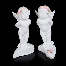 Набор фигурок полистоун Целующиеся ангелочки в розовых веночках, 2 шт., 8.3?5?4.8 см