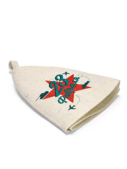 Шапка для бани с принтом "23 февраля. Звезда", белая