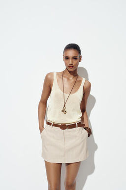 STRIPED CULOTTES WITH BELT - Zara фото 2