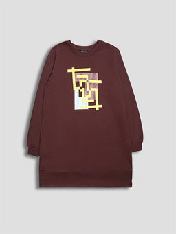 Bisiklet Yaka Bask?l? Kad?n Sweatshirt Tunik