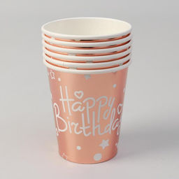 Стаканы бумажные С днём рождения, набор, 6 шт., цвет бронза - Страна карнавалия фото 2