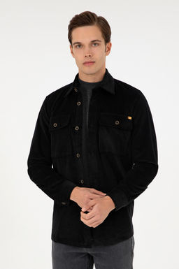 Мужская черная рубашка с длинным рукавом Неожиданная скидка в корзине