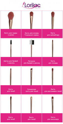 Кисти для макияжа Lorilac Make UP Brush 12шт  фото 34