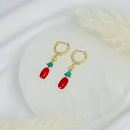 Серьги из Коралла и Бирюзы - Радуга самоцветов фото 2