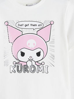 Bisiklet Yaka Kuromi Bask?l? K?z ?ocuk Ti??rt