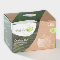 Сахарница с ложкой на бамбуковой подставке BellaTenero, 350 мл, фарфор, белая  фото 9