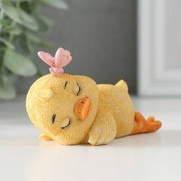 Фигурка полистоун Спящий утёнок с бабочкой, 8.5?4?5 см