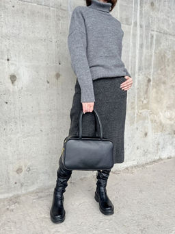 Женская кожаная сумка бочонок 1003 Блек