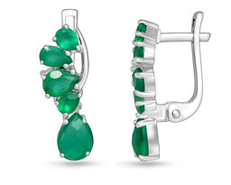 Серьги, зеленый агат, Белиз