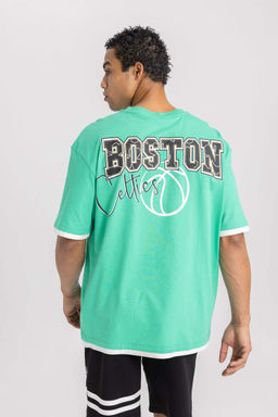 DeFactoFit NBA Boston Celtics Oversize-футболка с круглым вырезом и короткими рукавами