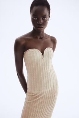 Vestido bandeau en punto con textura - H&m фото 7