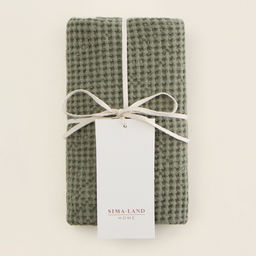 Полотенце вафельное SL HOME: Linen «Олива», 60×140 см, оливковое