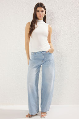 Trendyolmilla Siyah Yumusak Kumasl? Fitted/Vucuda Oturan Dik yaka Kolsuz Esnek Orme Bluz TWOSS25BZ00038  фото 10