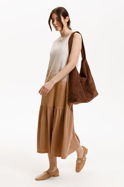 ЕВТ 5081/светлый беж,охра коричневая платье жен