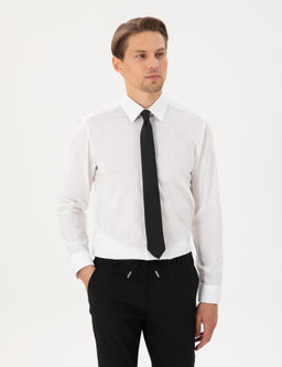 Beyaz Slim Fit Uzun Kollu Basic G_mlek