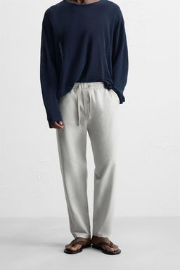 COTTON-LINEN RELAXED FIT TROUSERS - Zara фото 30