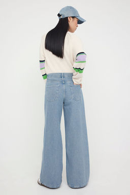 Teen Mavi Gri Yuksek Bel Genis Paca Wide Leg Palazzo Jeans TWOAW26JE00065 - Trendyolmilla фото 4