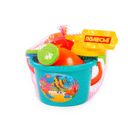 Набор детский №205 ( ведро среднее 1л , лопатка, грабельки,2 формочки, лейка малая №4) арт. 4375
