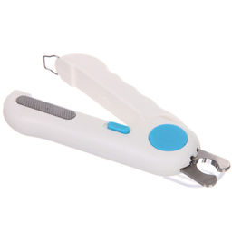 Когтерез инновационный для животных с LED подсветкой, пилкой и отсеком для ногтей "ПРЕМИУМ", прорезиненная ручка, цвет белый, 22*3*15см (фабр коробка)