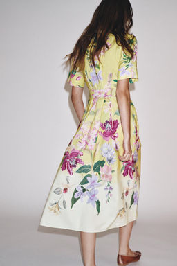 FLORAL PRINT MIDI DRESS WITH BELT - Zara фото 11