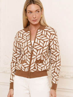 VILATTE / Бомбер двуслойной жаккардовой вязки с кашемиром  фото 3