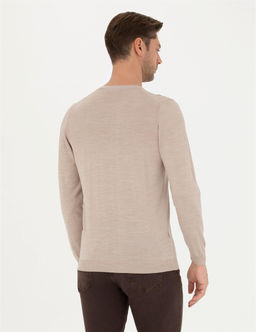 Ta_ Slim Fit Bisiklet Yaka Y_n Kar___ml_ Basic Triko Kazak
