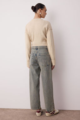 Mavi Soluk Efekt Vintage Dusuk Bel Wide Leg TWOSS24JE00147 - Trendyolmilla фото 4
