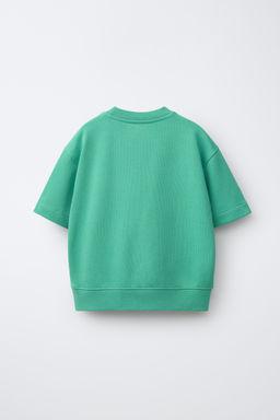 SUDADERA MANGA CORTA TEXTO RELIEVE / Azul pato - Zara фото 2