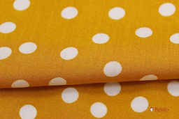 Штапель Россыпь среднего гороха-2 на ярко-горчичном, ш.1.44м, вискоза-100%, 100гр/м.кв - Купава фото 10