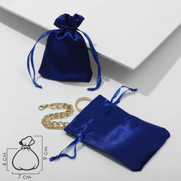 Цена за 50 шт. Мешочек подарочный атласный, 7x9 см, цвет синий - Simaland фото 3