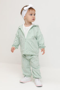 КР 400796/пастельно-зеленый,милые цветочки к543 брюки д/дев яс