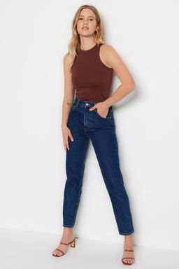 Kahverengi Pamuklu Halter Yaka Fitted/Vucuda Oturan Esnek Orme Atlet TWOSS23AL00069