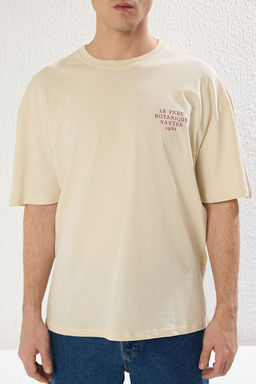 TRENDYOL MAN Lacivert Oversize/Genis Kesim S?rt Kabar?k Yaz? Bask?l? %100 Pamuklu T-shirt TMNSS24TS00052 - Trendyolmilla фото 18