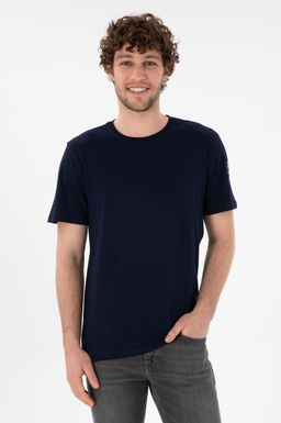 Erkek Regular Fit Bisiklet Yaka Lacivert Basic Ti__rt Sepette S_rpriz _ndirim