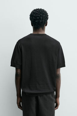 CAMISETA PUNTO LIGERO ALGOD?N / Negro - Zara фото 3