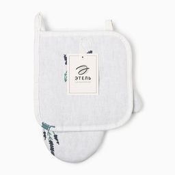 Набор кухонный Этель «Полевые цветочки»: варежка 20×27 см, прихватка 19×19 см, рогожка 176 г/м², 100% хлопок