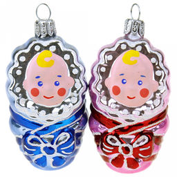 Елочная игрушка фигурка стеклянная Малютки, ручная художественная роспись, подарочная упаковка, набор 2шт (Россия)