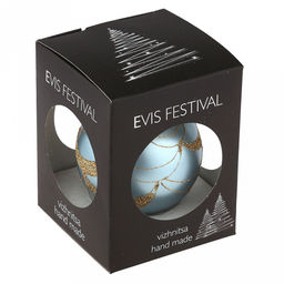 Елочная игрушка шар стеклянная д8см, голубой металлик, ручная художественная роспись, подарочная упаковка (Россия) - Домашняя мода фото 7