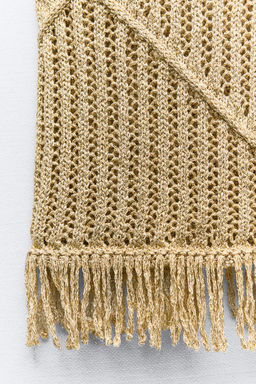 METALLIC THREAD KNIT TOP WITH FRINGING - Zara фото 4