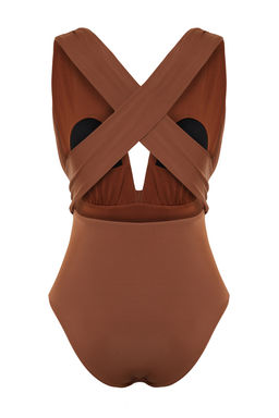 TRENDYOLMILLA K?rm?z? Derin Dekolteli Drapeli Hipster Mayo TBESS21MA0041 фото 30