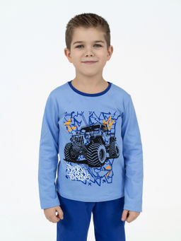 Пижама детская  темно-голубая джип ПЖ-1810 (98-104)